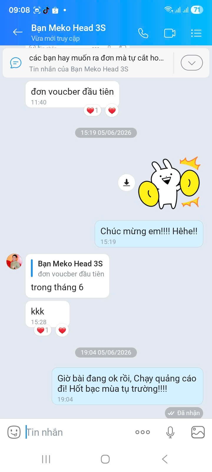Chat Zalo Yadea Cần Thơ bán được xe